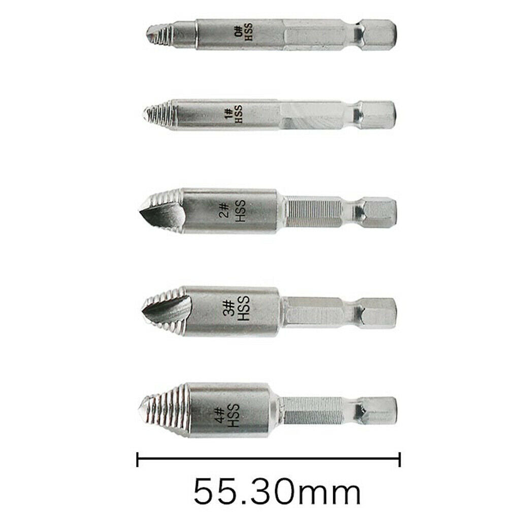 5pcs Screw Extractor Drill Bits Guide Broken Damaged Bolt  Remover