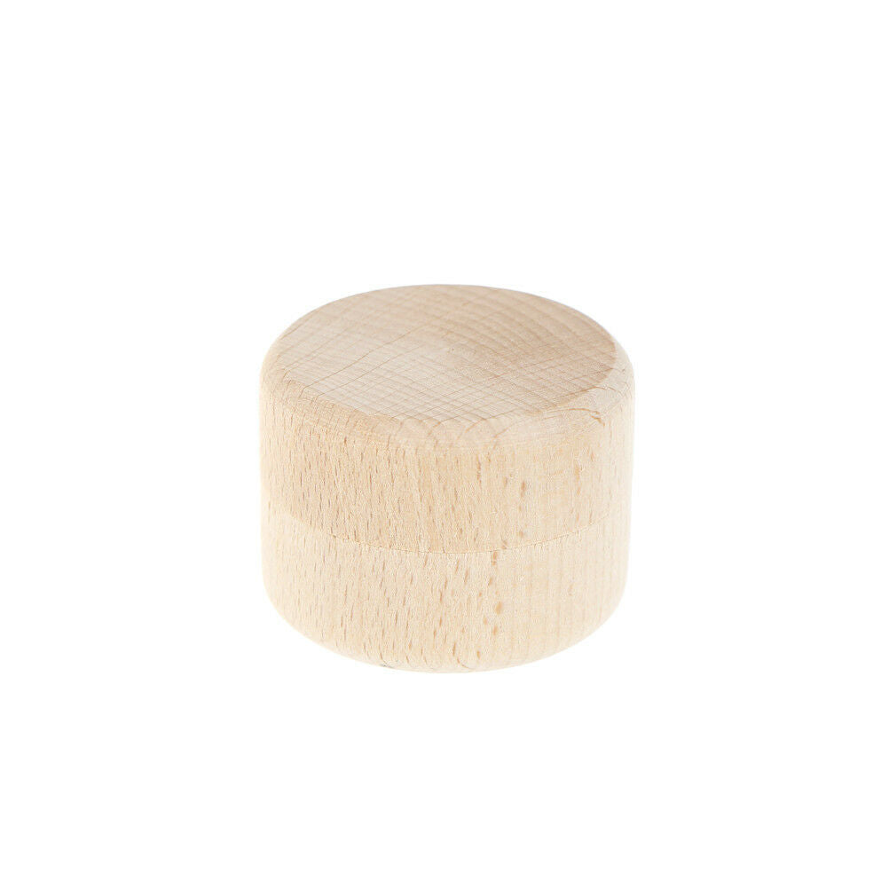 Round Wooden Wedding Ring Jewelry Trinket Box Wood Storage Container Cas.l8
