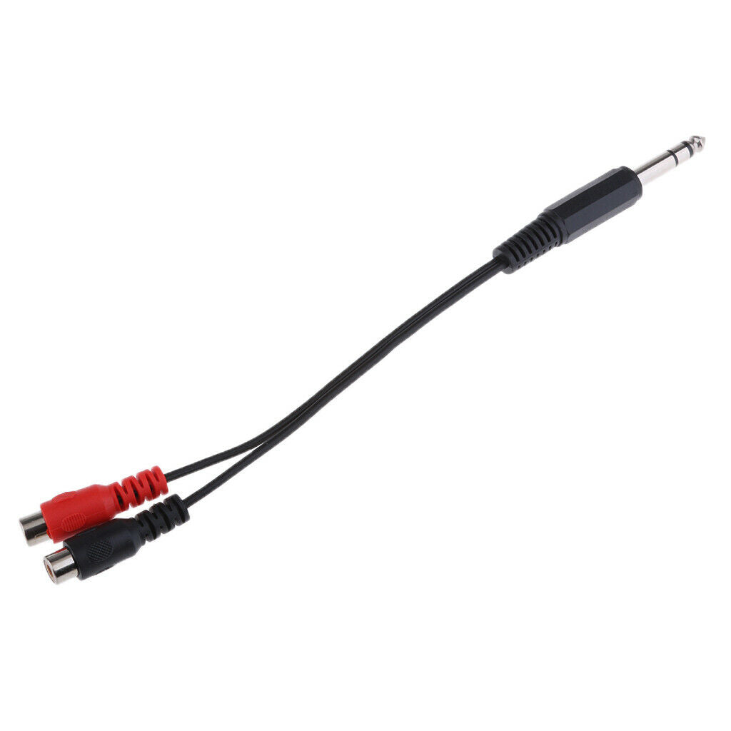 6.35mm Male Plug to 2-Female RCA   Audio Adapter Cable - 200mm/ 0.66 Feet