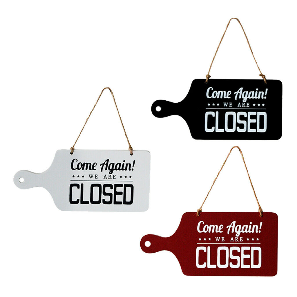 3Pcs OPEN CLOSED Double-Sided Wooden Plaque Sign Door Hanging Plaque - Red &