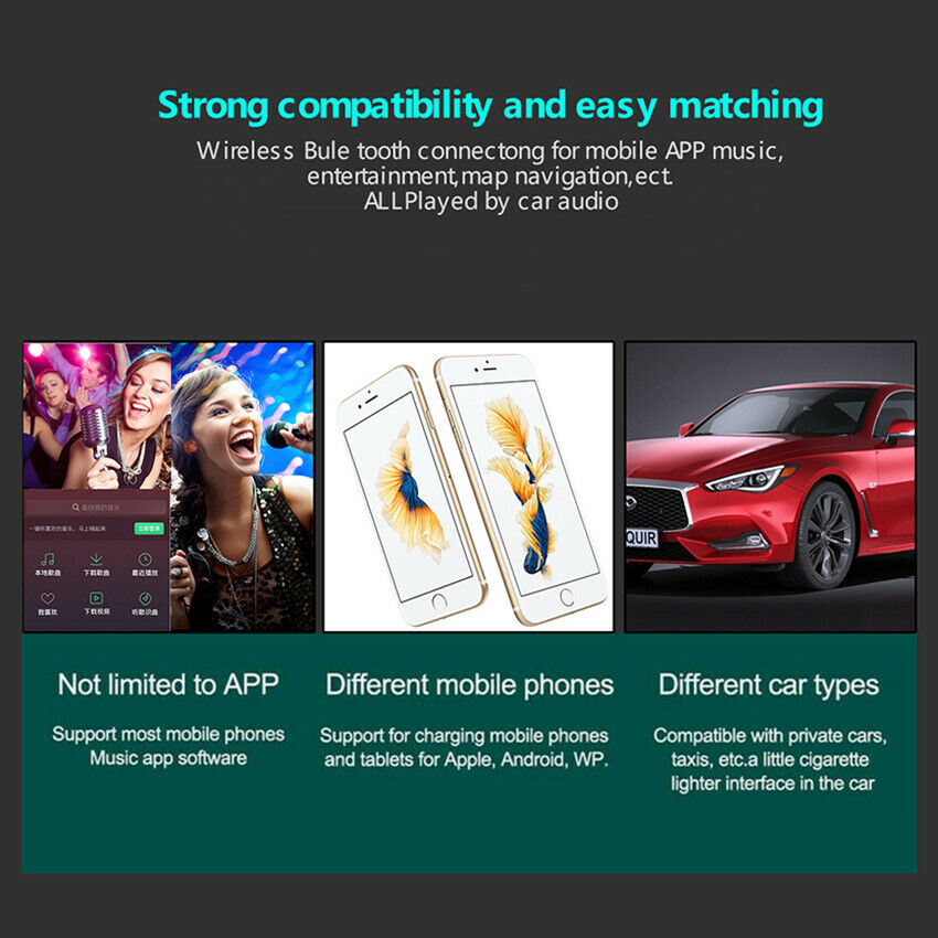 Bluetooth Car Transmitter MP3 Player Radio TF Card Dual USB Charger Handsfree
