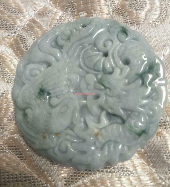 Certified Lavender Green Natural A Jade jadeite pendant Dragon Phoenix é¾™å‡¤