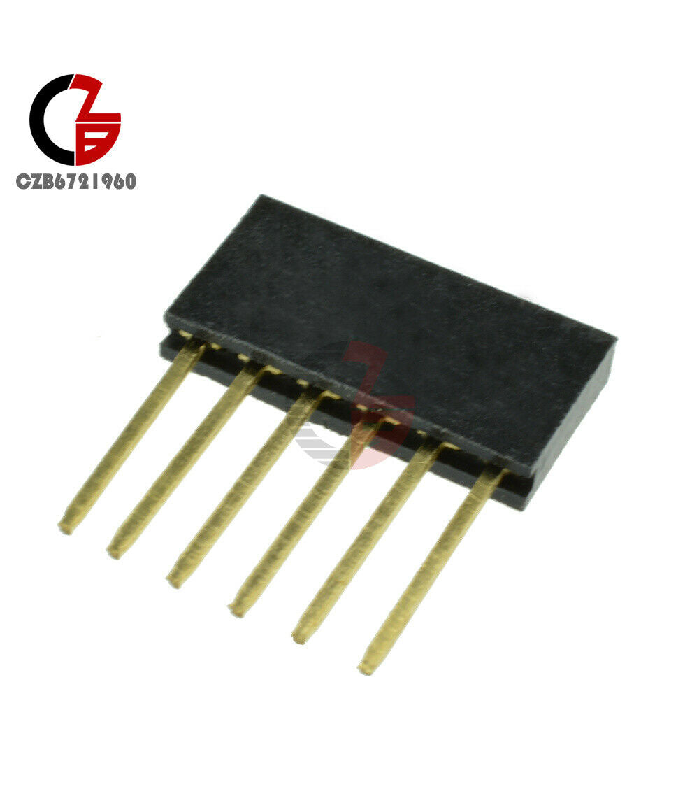100pcs 6 Pin Single Row Stackable Shield Female Header 2.54mm Pitch Fit Arduino