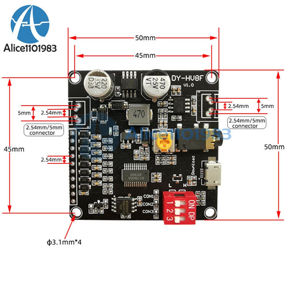 12V/24V Power Supply 10W/20W Voice Playback Module w/ 8M Byte Flash MP3 Player