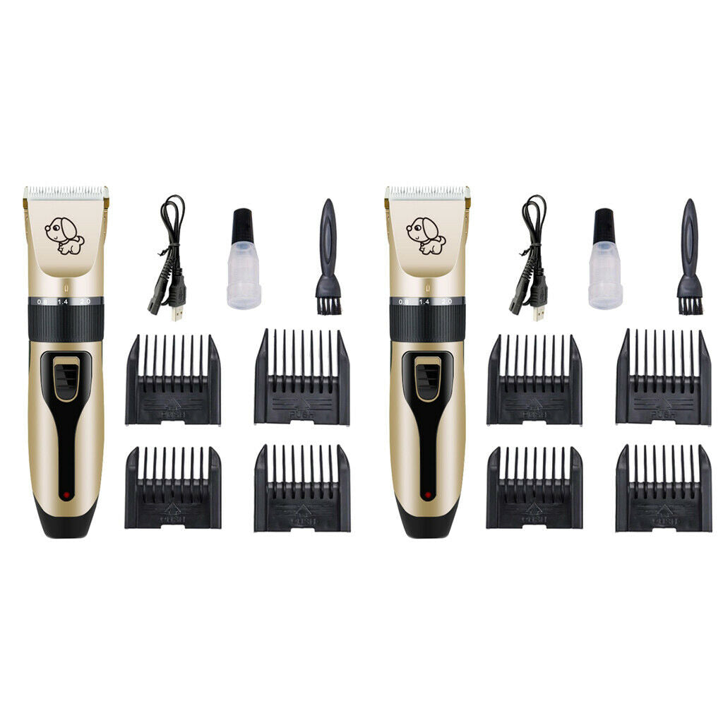 Set of 2 3.7V Low Noise Dog Shaver Clippers USB Rechargable Dog Hair Trimmer