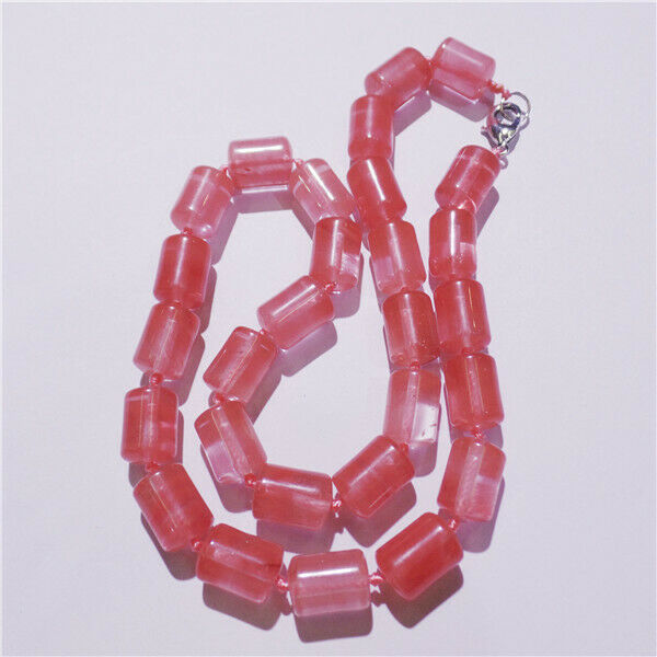1 Strand 13x10mm Women Red Cherry Quartz Cylinder Beads Handmade Necklace HH9259