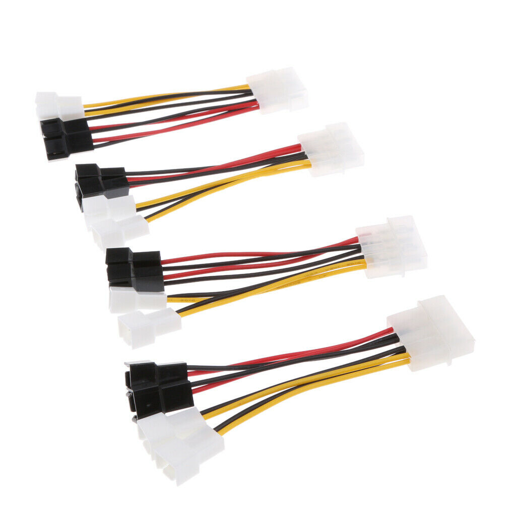 4pieces 4-Pin  to 4x 3-Pin 5V & 12V Fan Power Connectors Adapter Cable