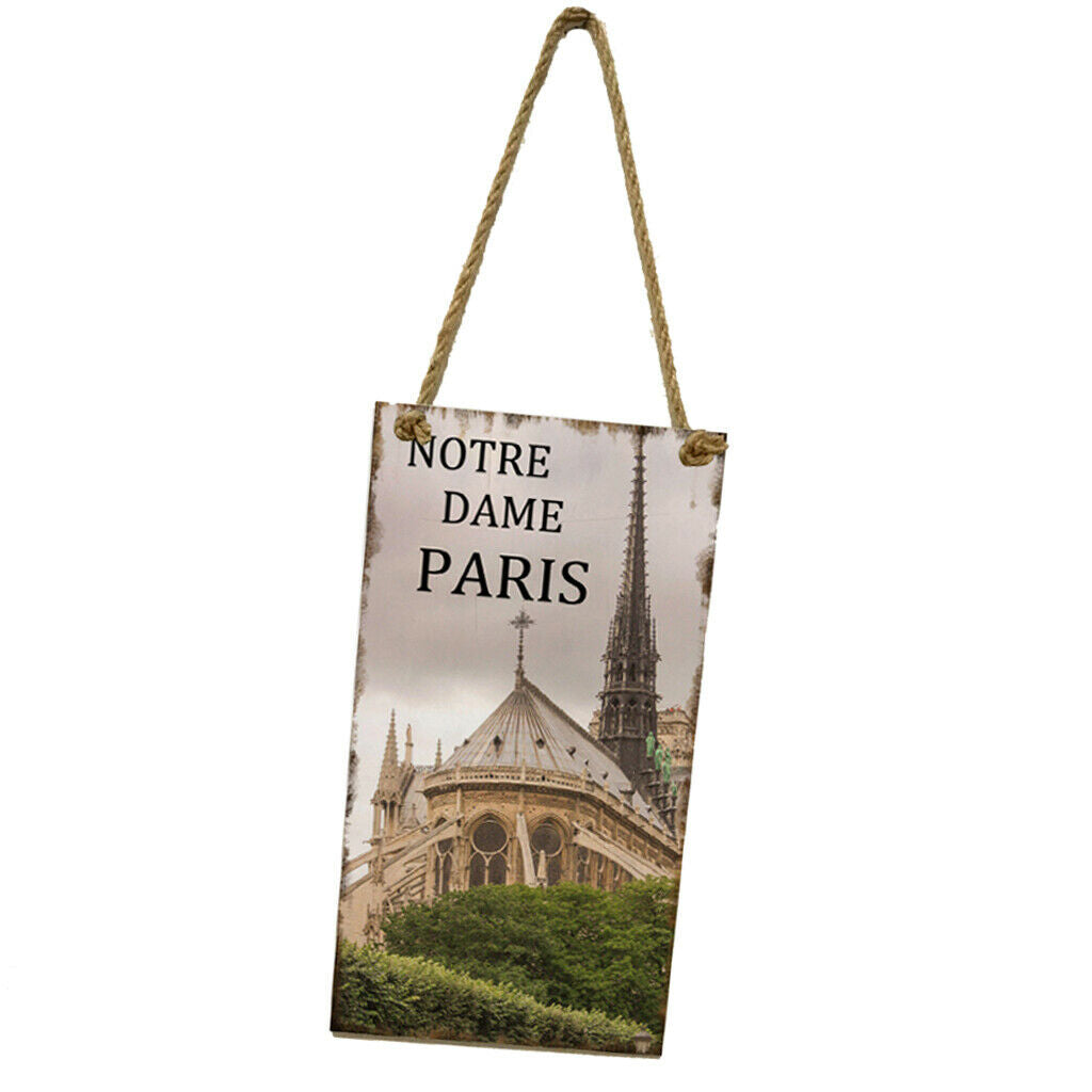 Hanging Wall Poster DIY Hanging Wooden Plaque Notre Dame de Paris Style 1