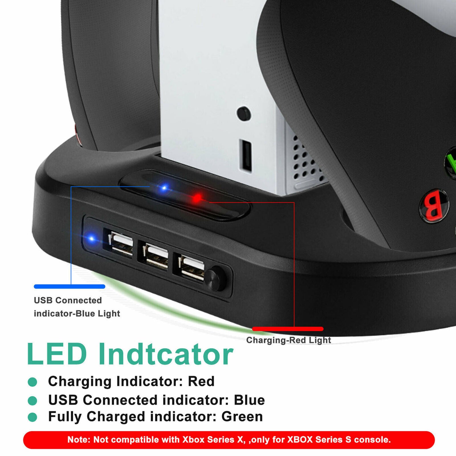 Vertical Stand with 2 Fan Cooling Station USB HUB For Xbox Series S Console