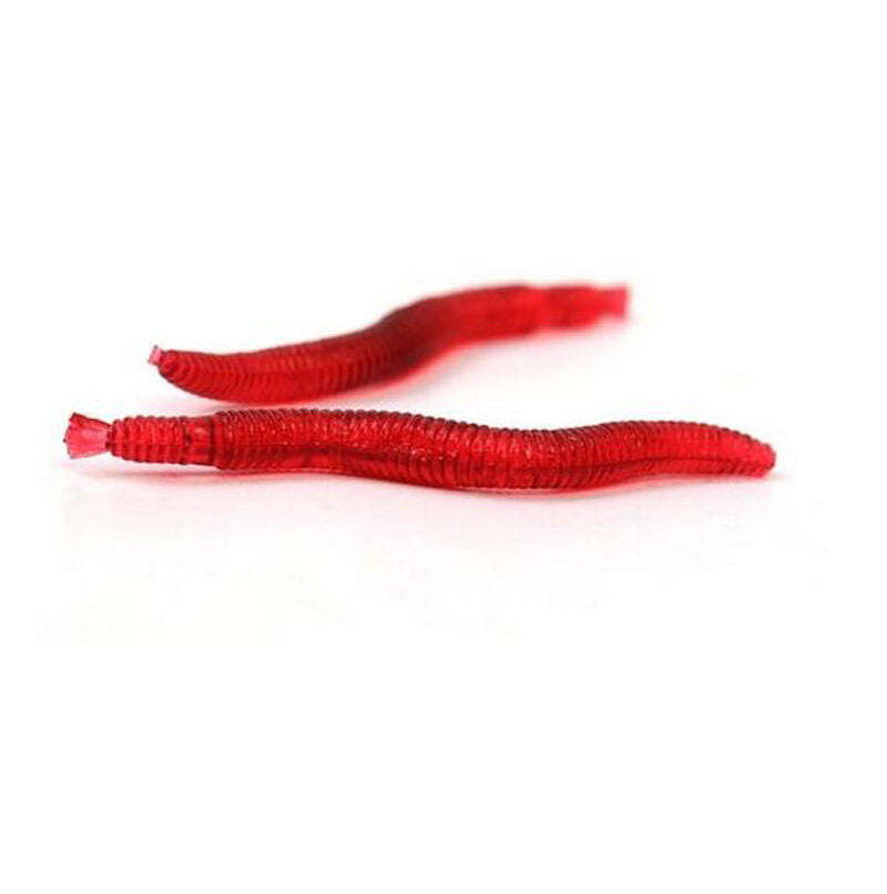 Red Soft Earthworm Fishing Bait Worm Lures Crankbaits Hooks Baits Tackle 50Pcs