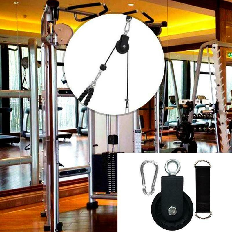 Portable Fitness Triceps Handle Bar Pulley System DIY Gym Cable Attachment Kit