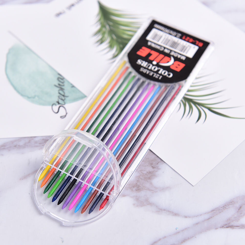 2.0mm 2B Colored Pencil Lead 2mm Mechanical Clutch Refill Holder 12 Colors SetDD