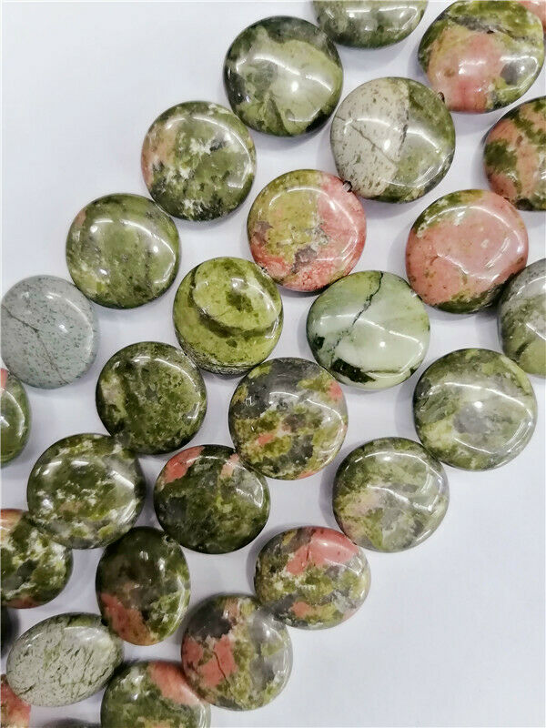 1 Strand 16x5mm Natural Unakite Jasper Round Spacer Loose Beads 15.5inch HH8794