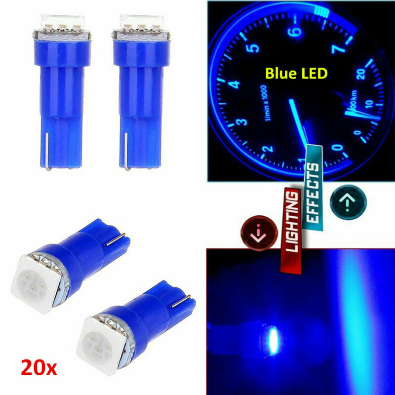 20x T5 1-SMD LED Automotive Car Dashboards Gauge Indicator Lights Bulb Lamp Blue