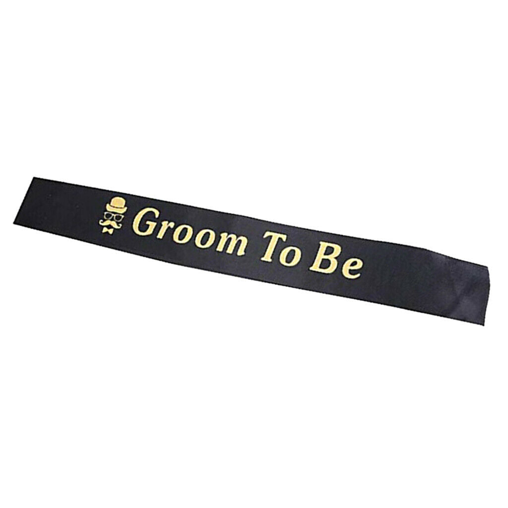 Groom to Be Sash Band Bachelor Engagement Celebration Party Favors Black