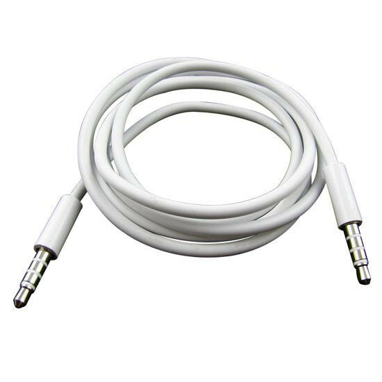 1M 3.5mm Male to Male 4 Pole AUX Audio Headphone Extension Cable Cord Lead white