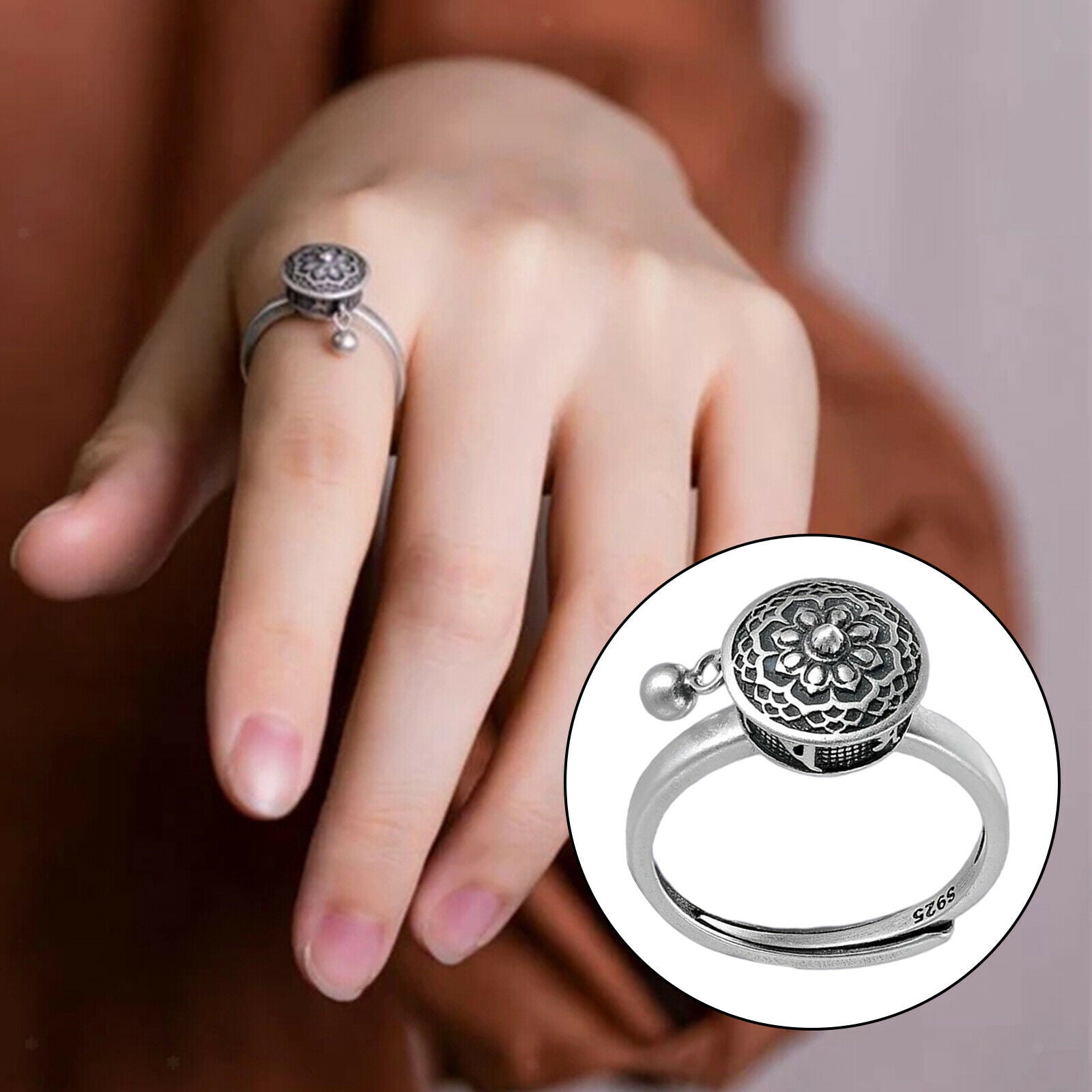 2X Fashion Creative Rotatable Ring Amulet Lucky Resizable Jewelry Rings Gifts