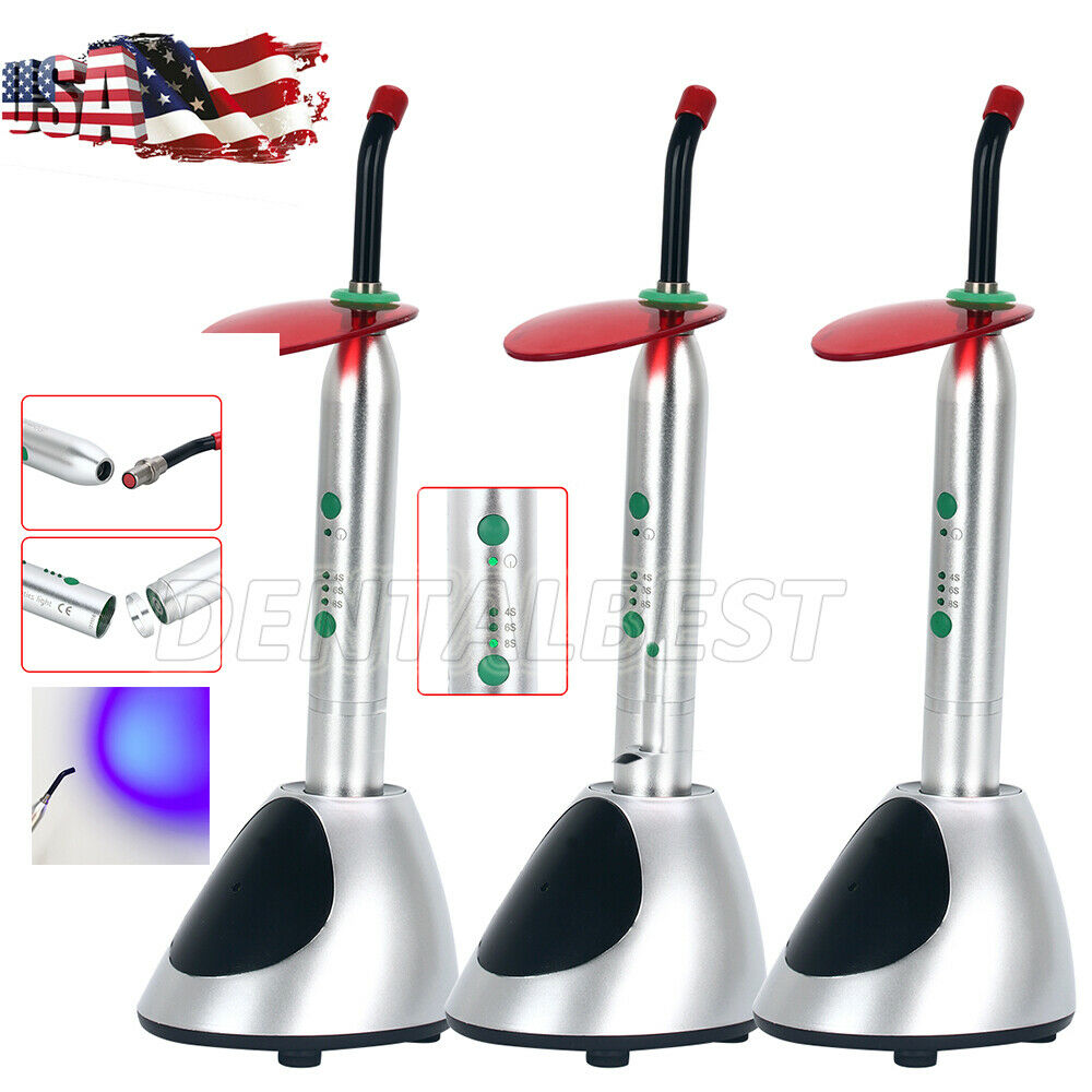 3pcs Dental LED Curing Light Lamp Wireless High Power Wide Spectrum 2700mw/c㎡ US
