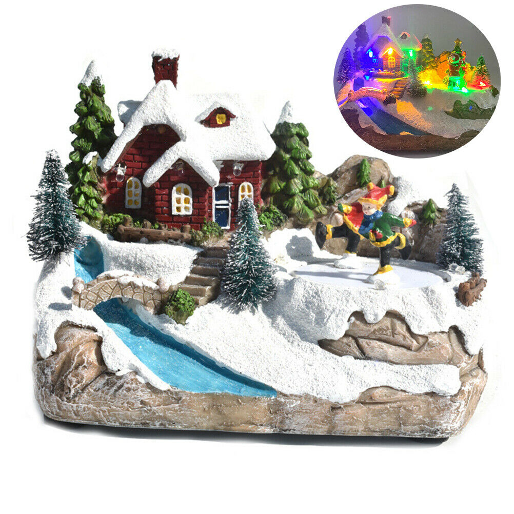 Christmas Snow House Village Decoration with Music LED Light  Home Decoration