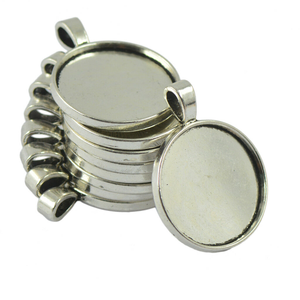 20pcs Sliver Blank Jewelry Making Bezel Tray Cabochon Setting Base DIY Charm