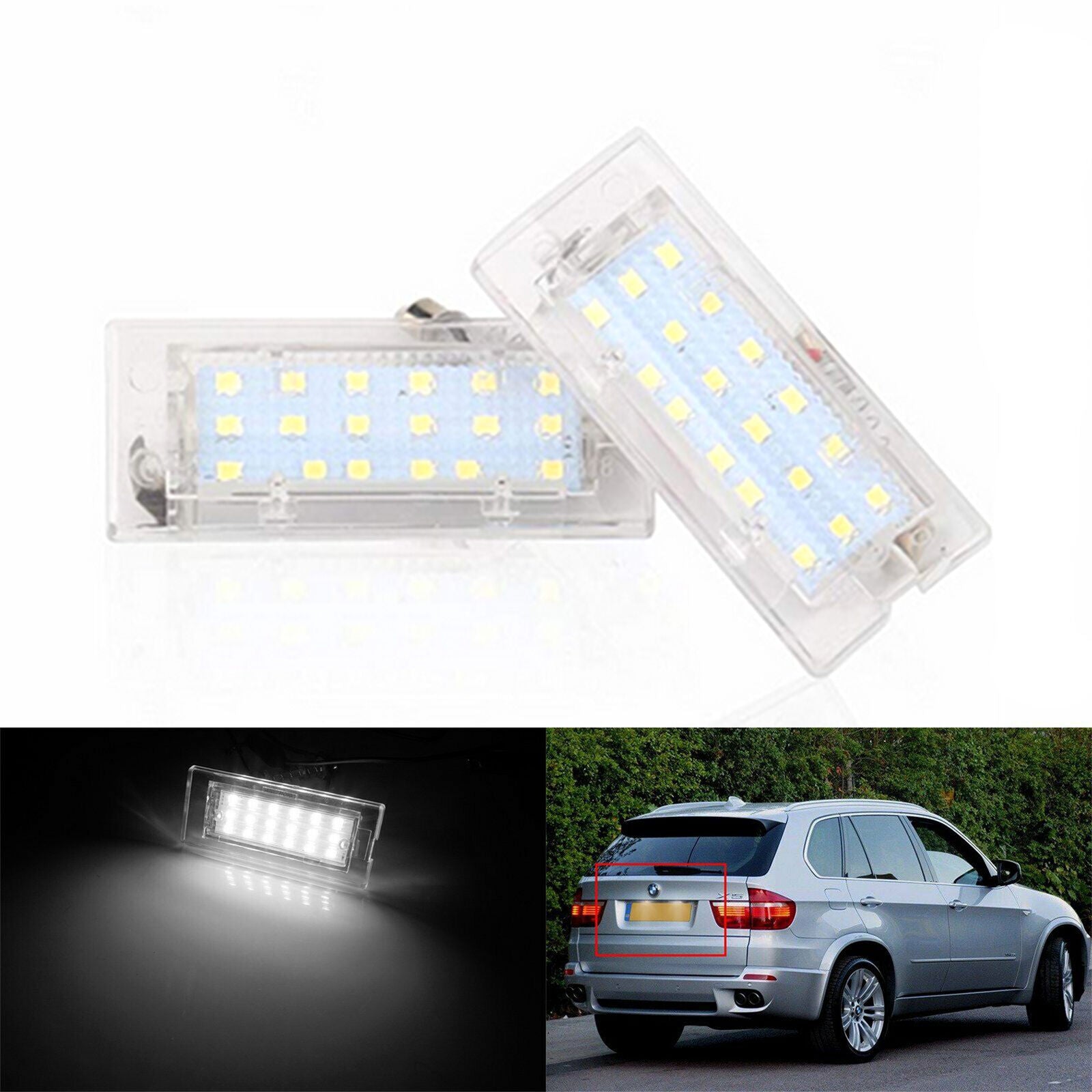For BMW X5 E53 X3 E83 1999-2010 Canbus SMD LED License Plate Lights Lamps White