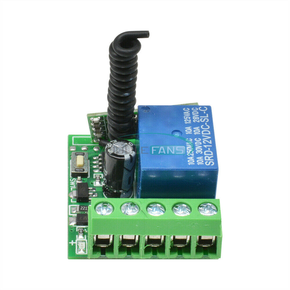 DC 12V 1 Ch 433MHz Wireless Relay RF Remote Control Switch Heterodyne Receiver