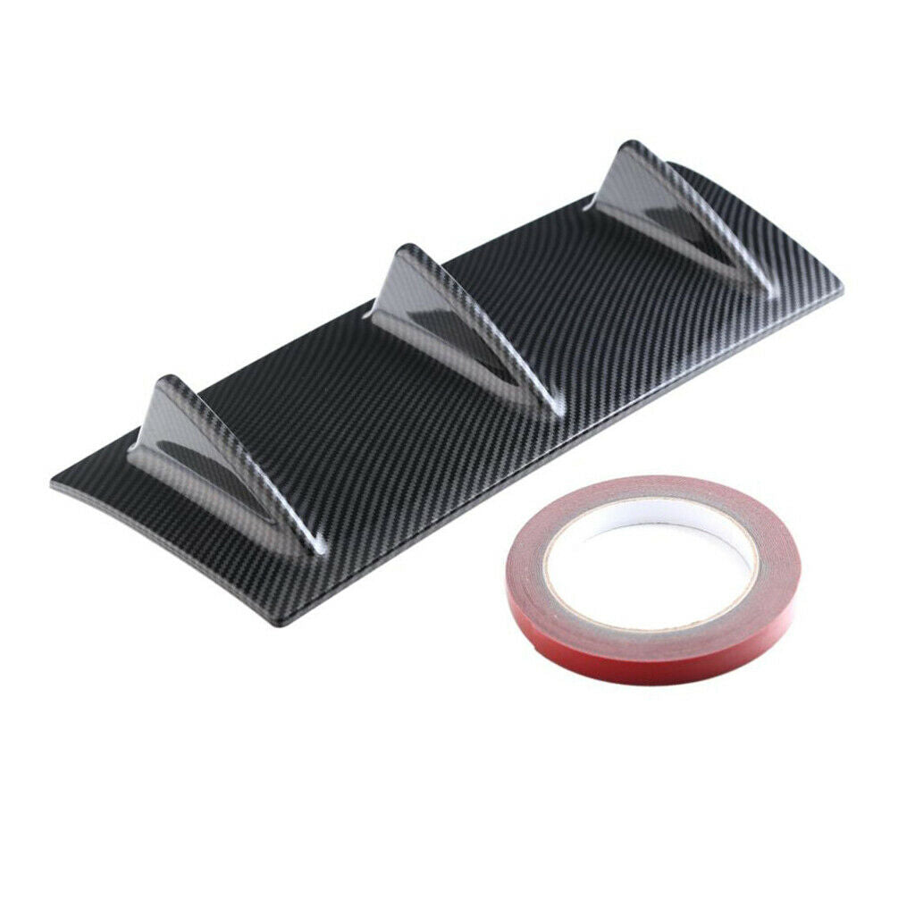 Style Universal Rear Bumper Lip Diffuser Gloss Black Mini Spoiler ABS 3 fin