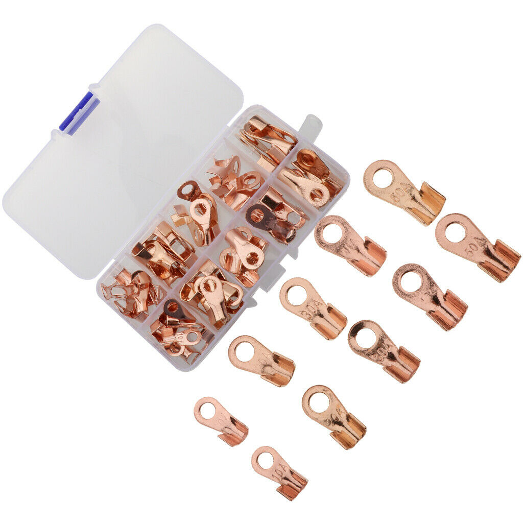 70 Pcs Open Ring Lug Terminals Wire Crimp Connector OT 10A 20A 30A 40A 50A, Easy