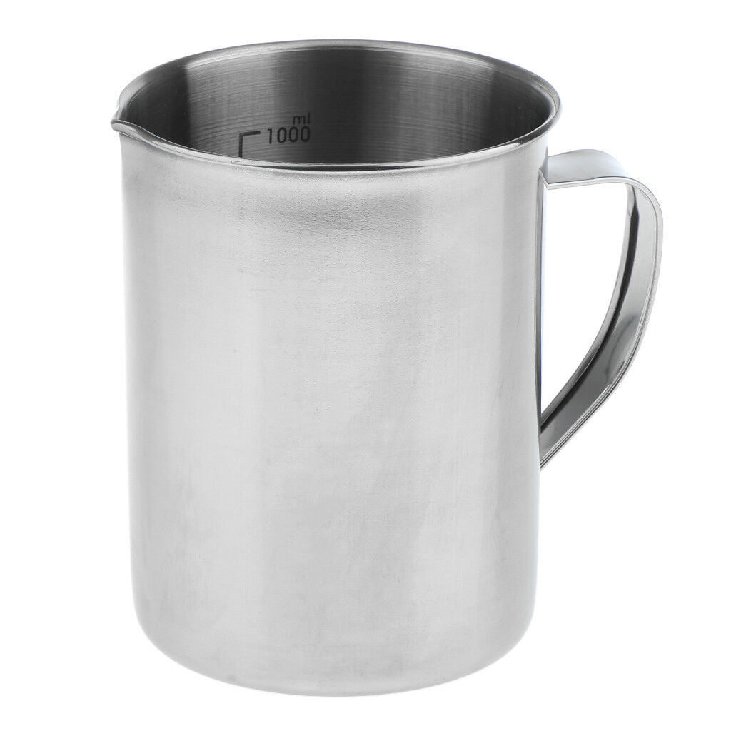 Stainless Steel Kitchen Handle Water Liquid Measurement Cup Scale Mug 1000ml