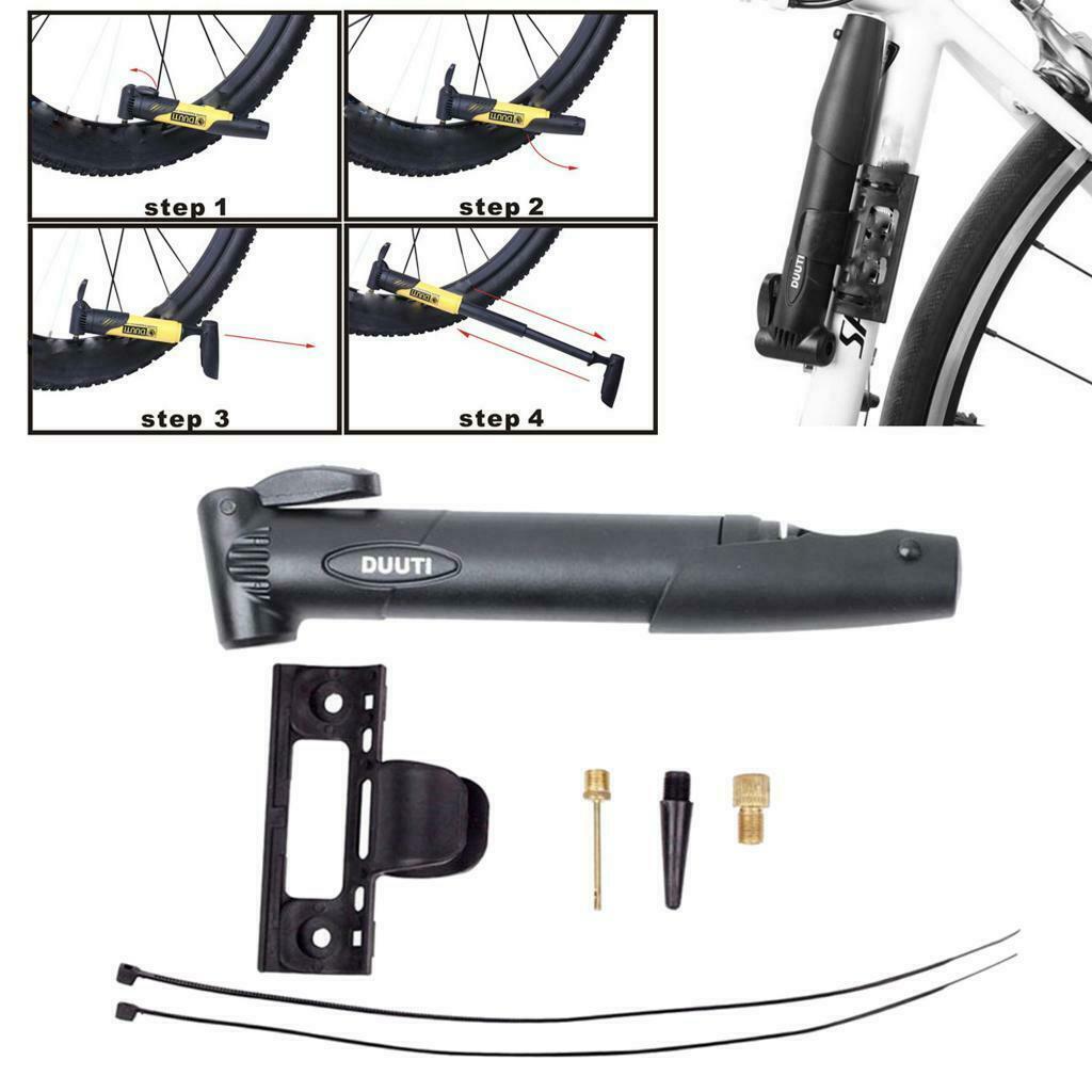Mini Bike Pump with Valve, Converter and Bike Brackets, Bicycle Tyre Pump Hand
