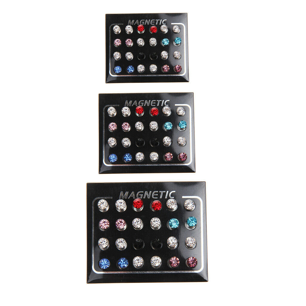 36 Pairs Mixed Color Magnets Earrings No Piercing Ear Stud 4mm/5mm/6mm