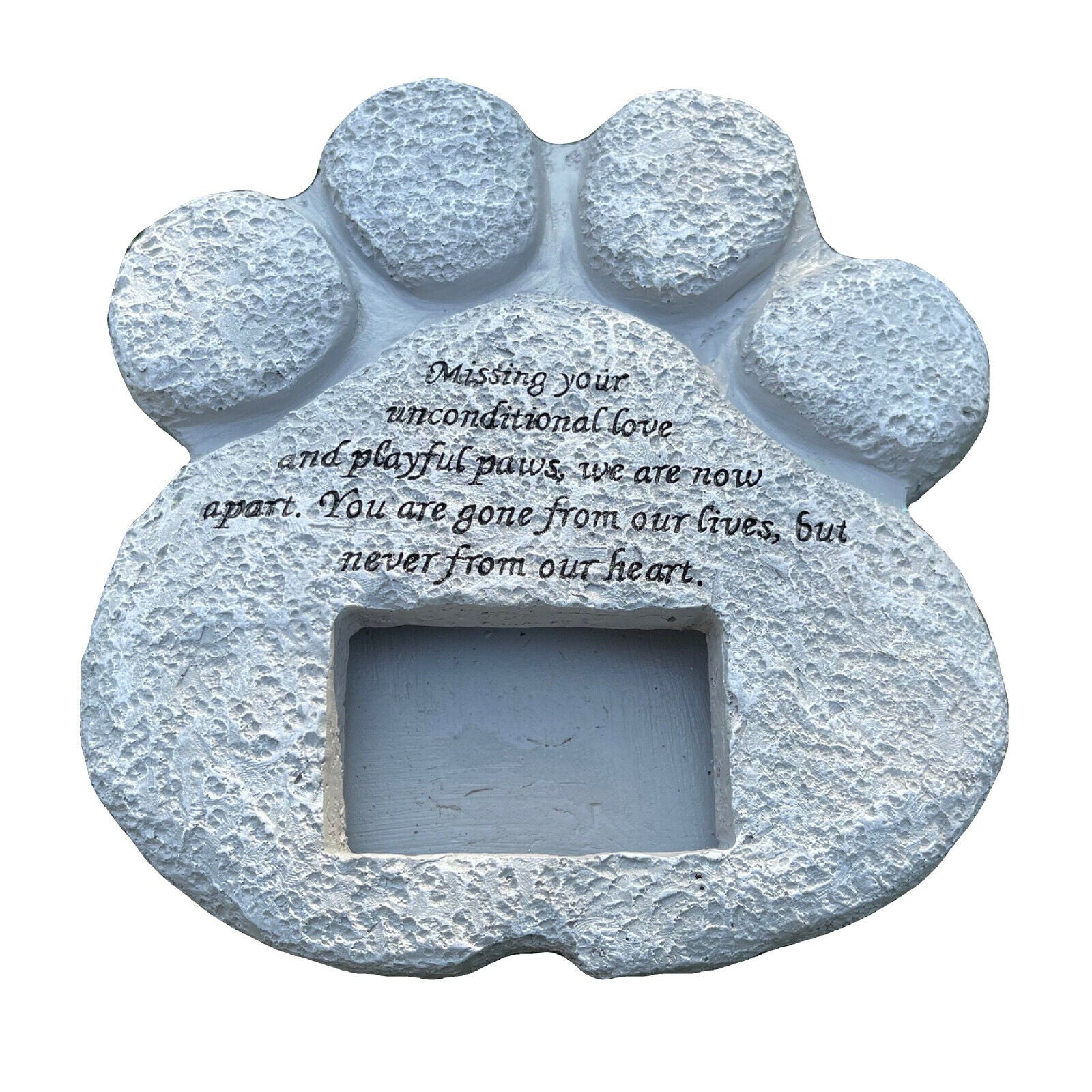 Pet Memorial Stone Tombstone Cat Kitten Picture Slot Indoor Garden Backyard