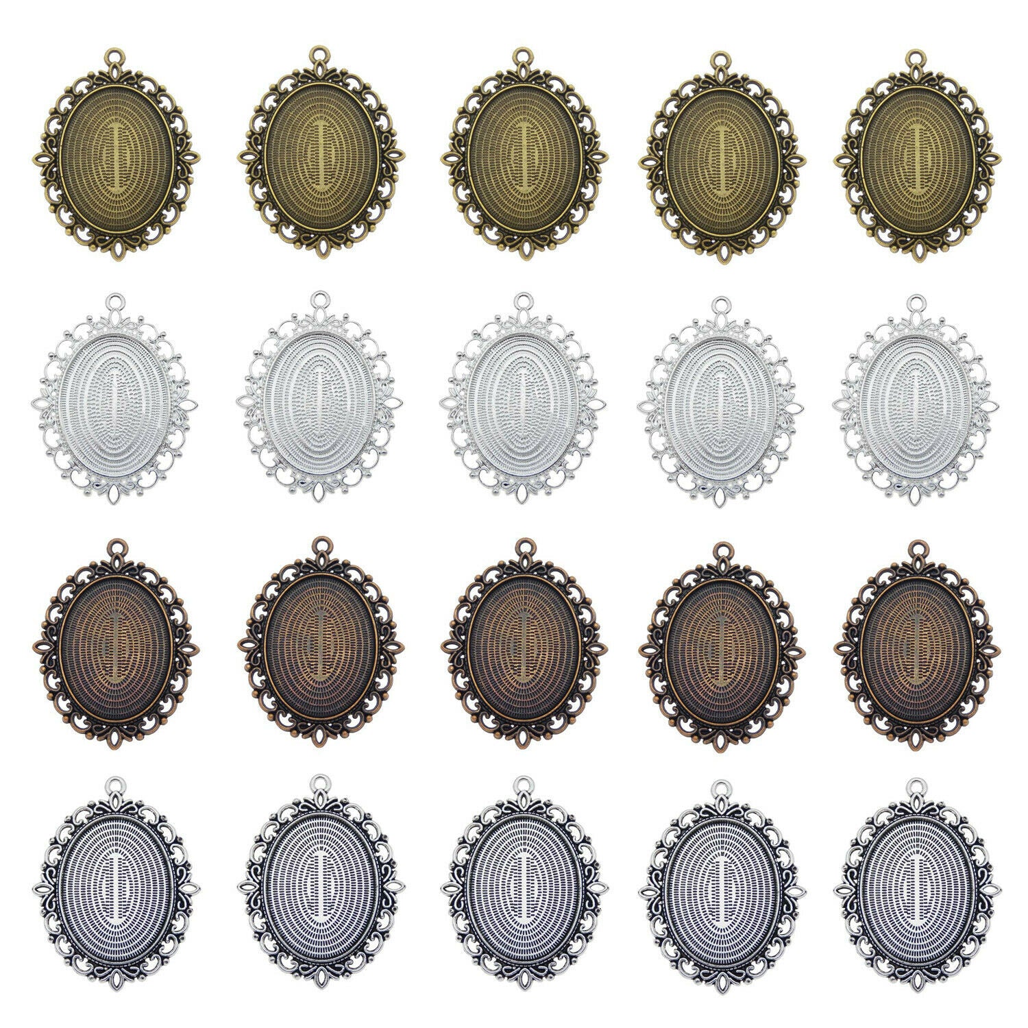 4 pcs Mixed Oval 40x30 mm Cameo Base Bezel Charm Necklace Pendant #53481