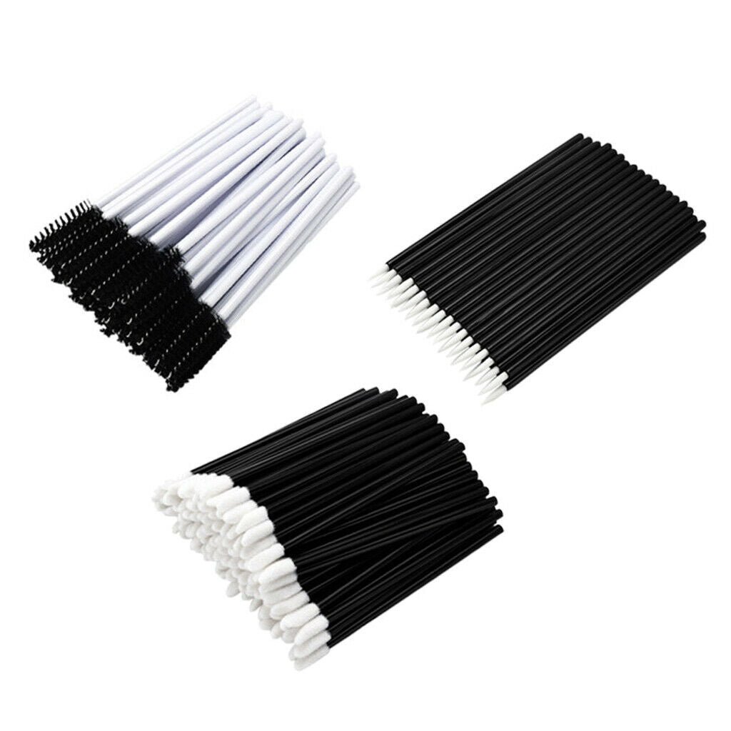 150Pcs Disposable Eyelash Mascara Wands Lip Eyeliner Makeup Brush Kit Black