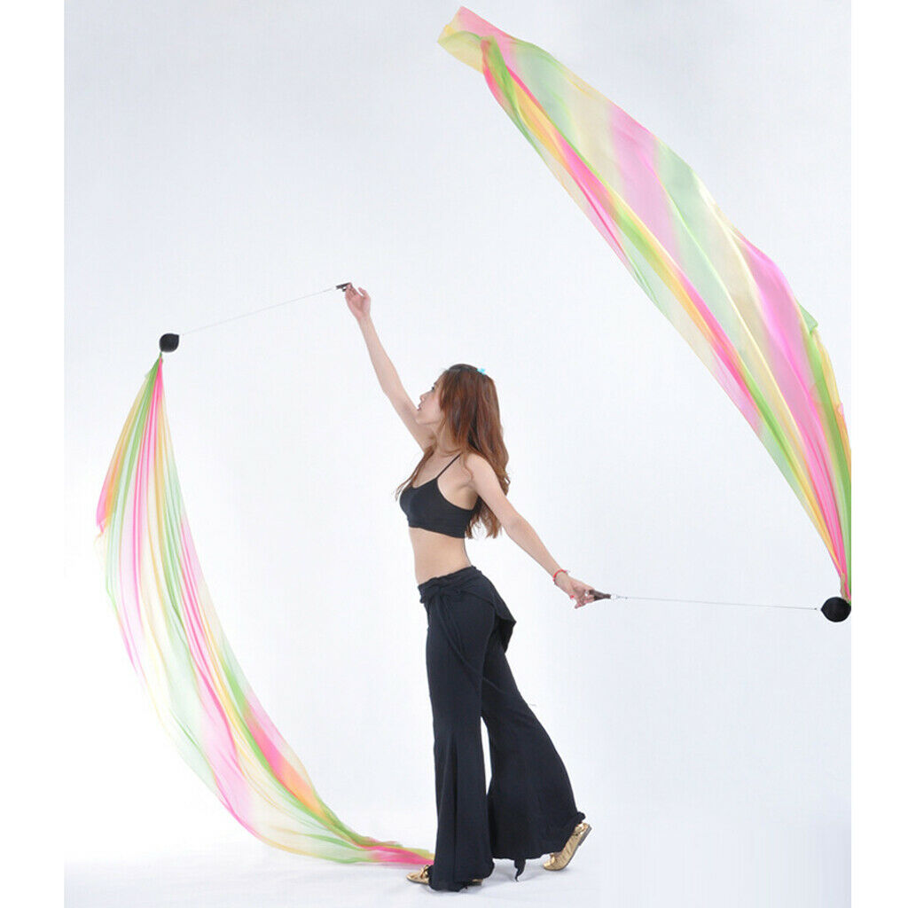 Womens Fairy Belly Dance Thrown Ball Veil Poi Helpers Dancing Props Costume