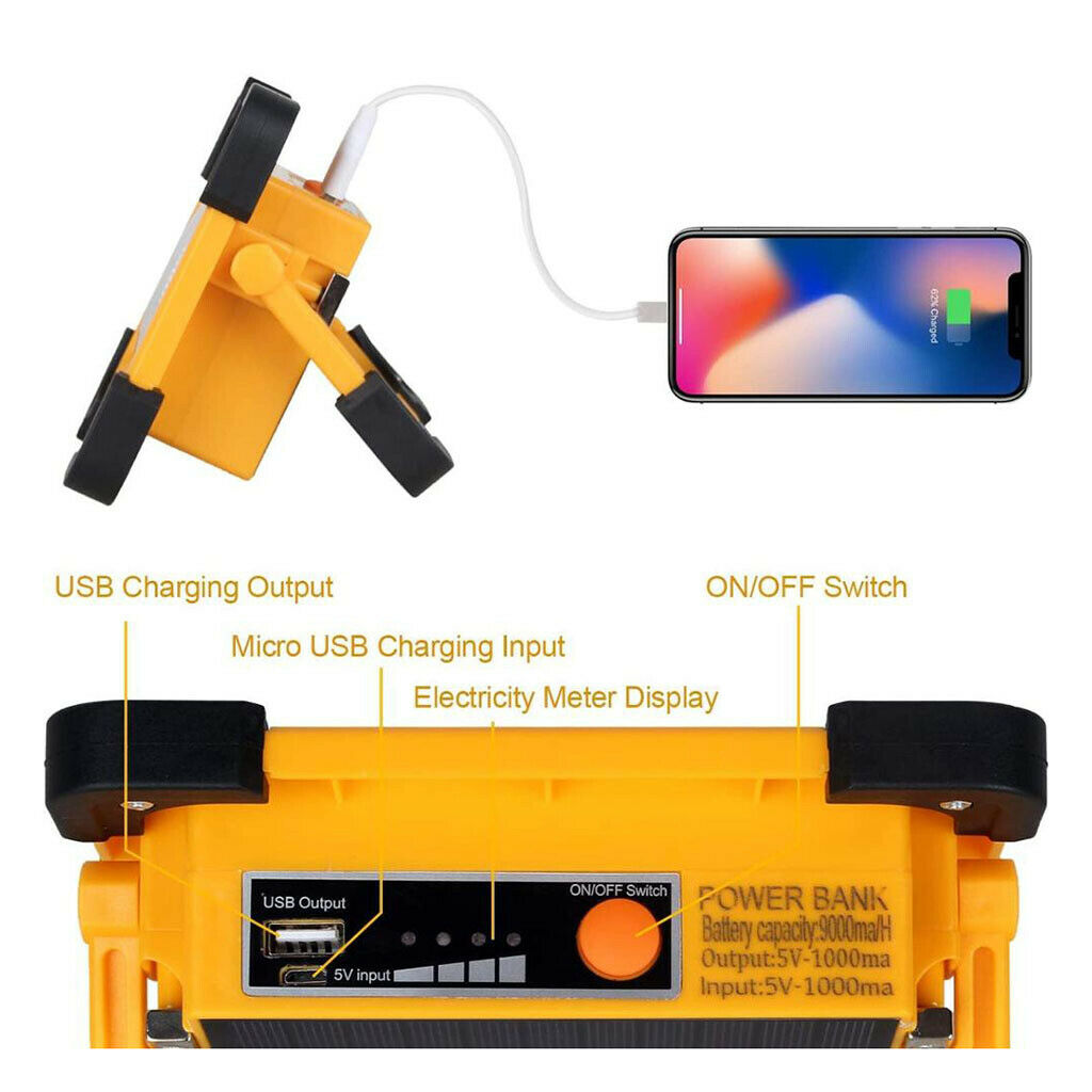 Spotlight Super Bright LED Work Light Solar Emergency Camping Waterproof