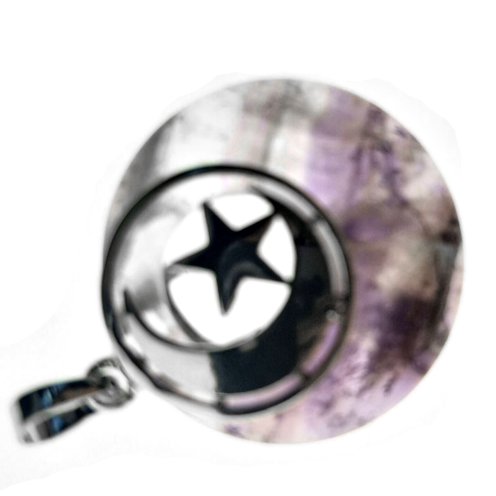 Amethyst stone Moon Star Pendant Chakra Reiki Healing Amulet Energy