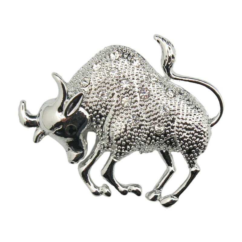 Cattle Brooch Jewelry Rhinestone Crystal Bull Cow Animal Brooches Metal P.l8