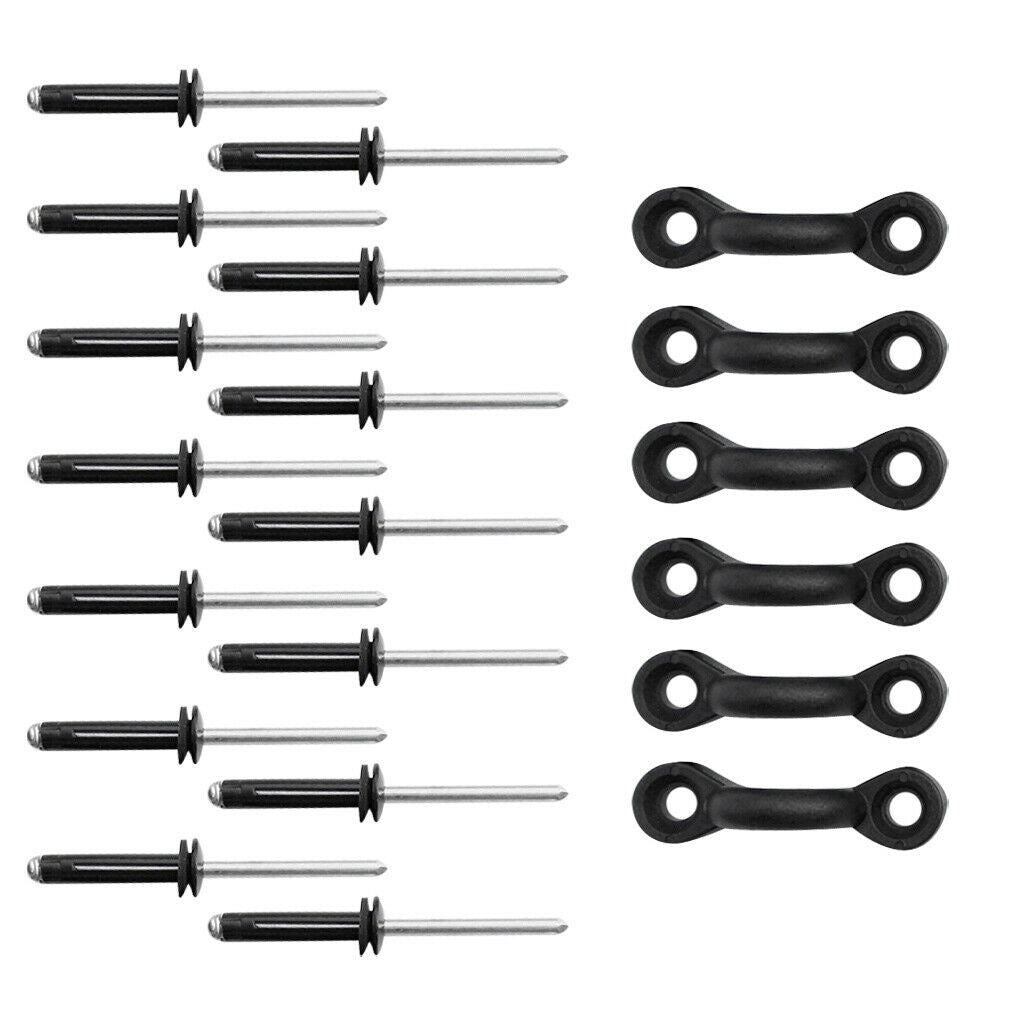 Nylon 6 Pad Eyes + 12 Tri Fold Rivets Kayak Canoe Boat Deck Rigging Hardware