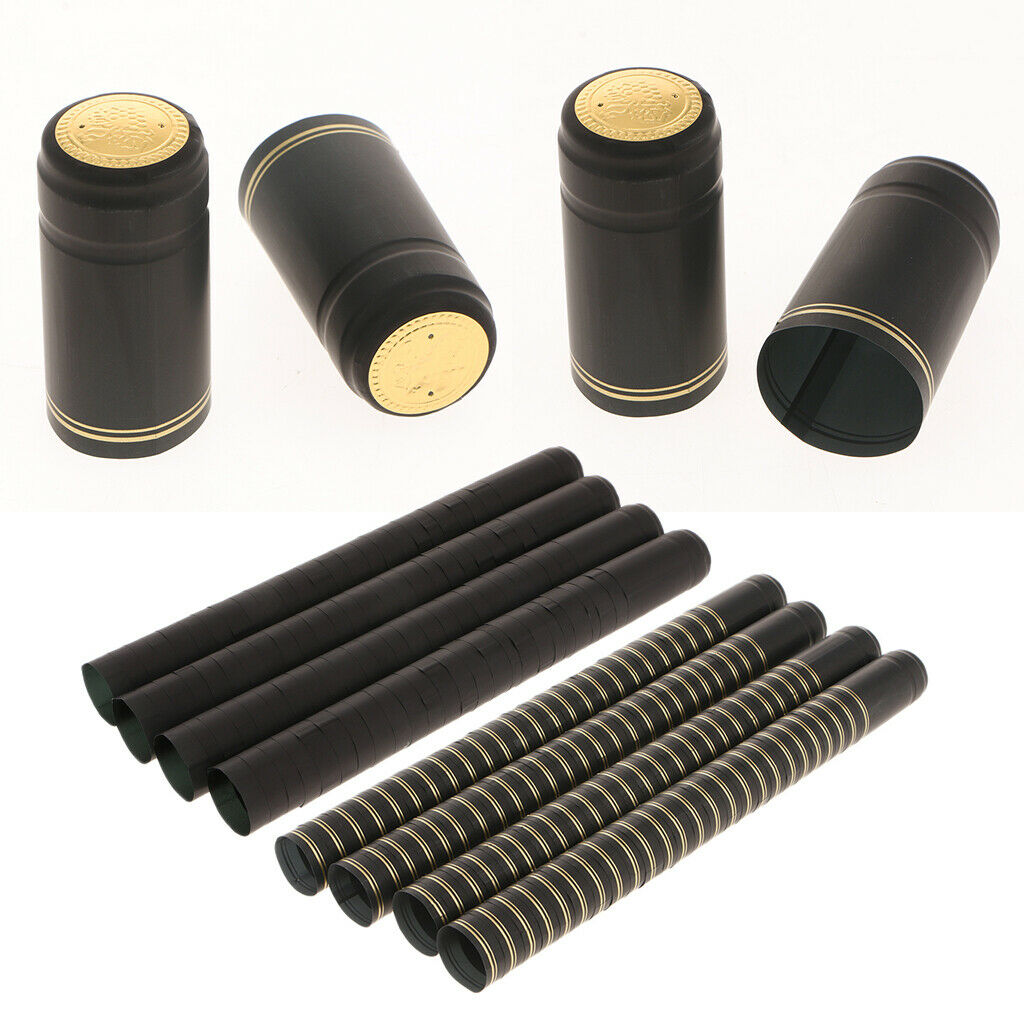 200pcs PVC Wine Bottle Heat Shrink Capsules  30mm -Black