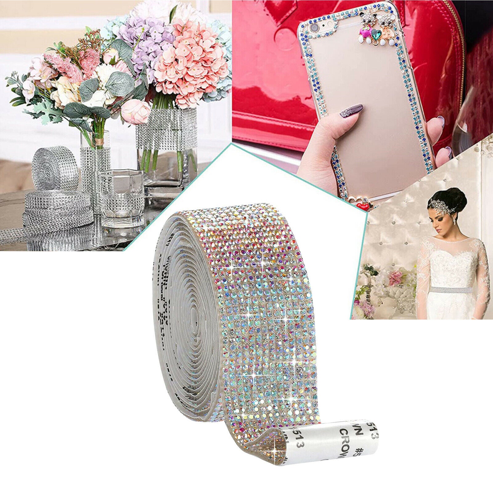Self-Adhesive Diamond Ribbons Decoration Car Scrapbooking Multicolor 2.7cm