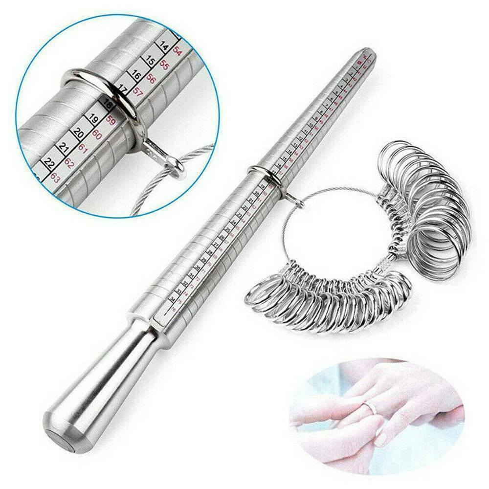 Metal Sliver Ring Sizer Guage Mandrel Finger Sizing Measure Stick Standard Tool