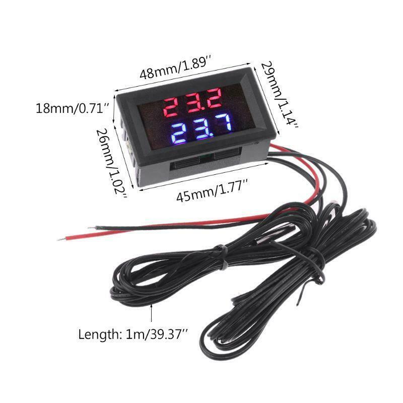 Dual Display Digital Thermometer Red+Blue Temperature Sensor Tester NTC Metal