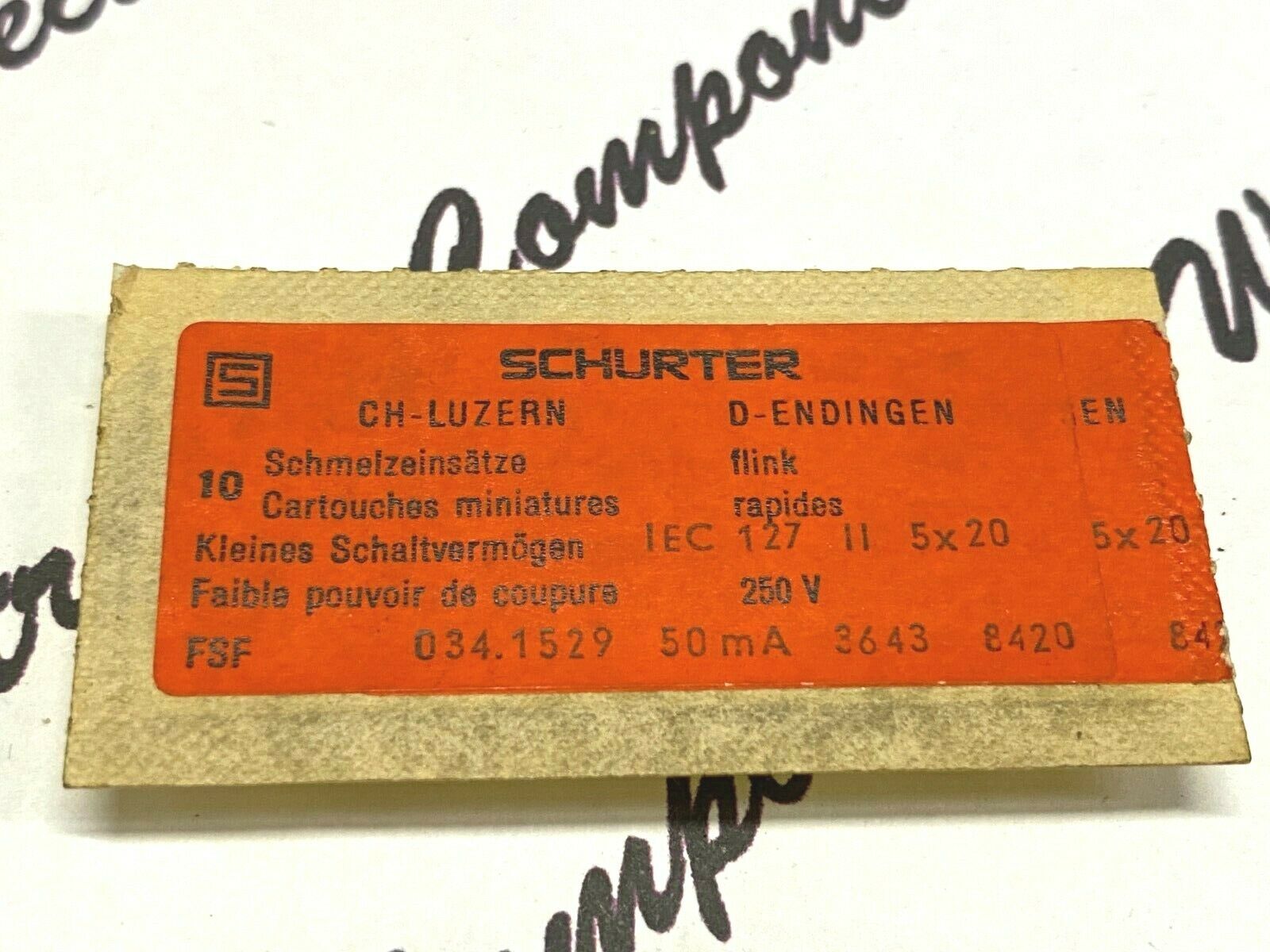 4pcs - SCHURTER FSF 034.1529 50mA 250V 5x20mm Fuse