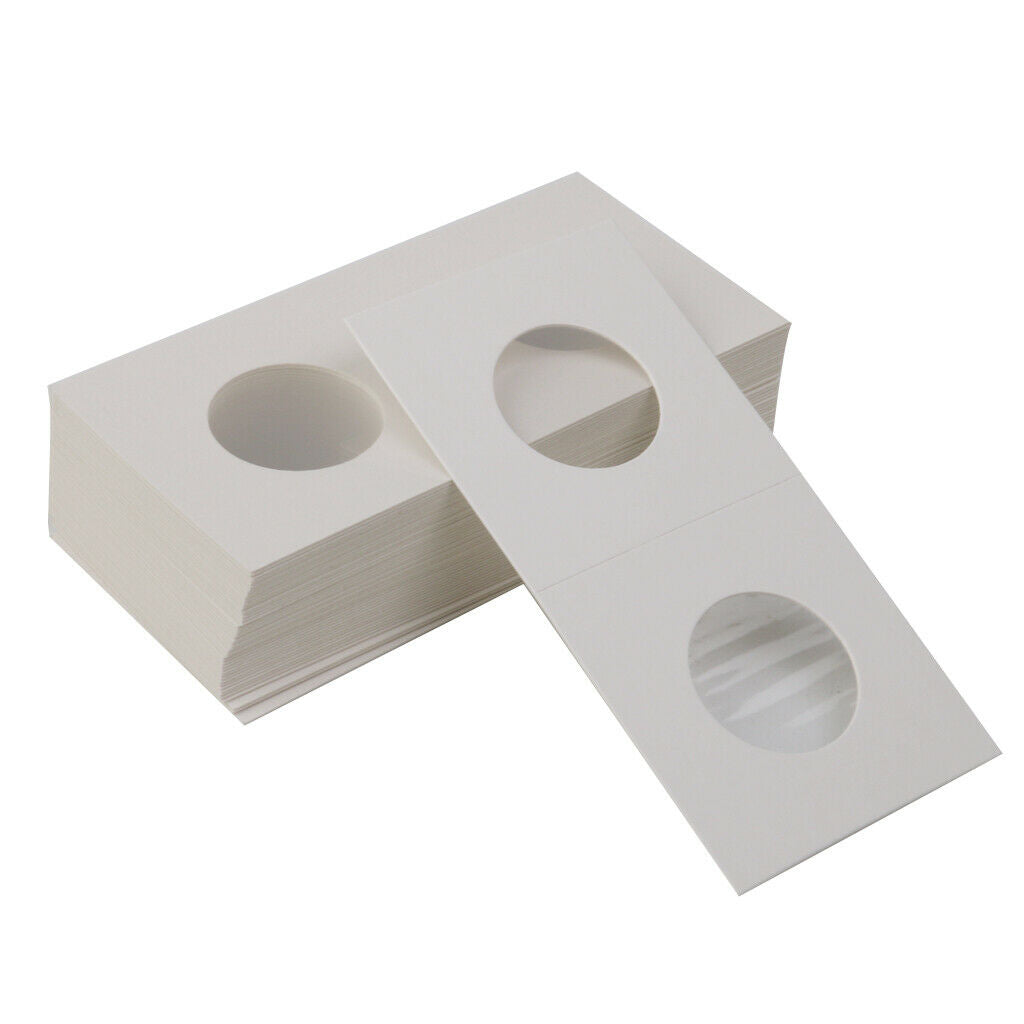 100X Cardboard Coin Holder Flip Mylar Coin Collection Case 27.5 / 35mm White