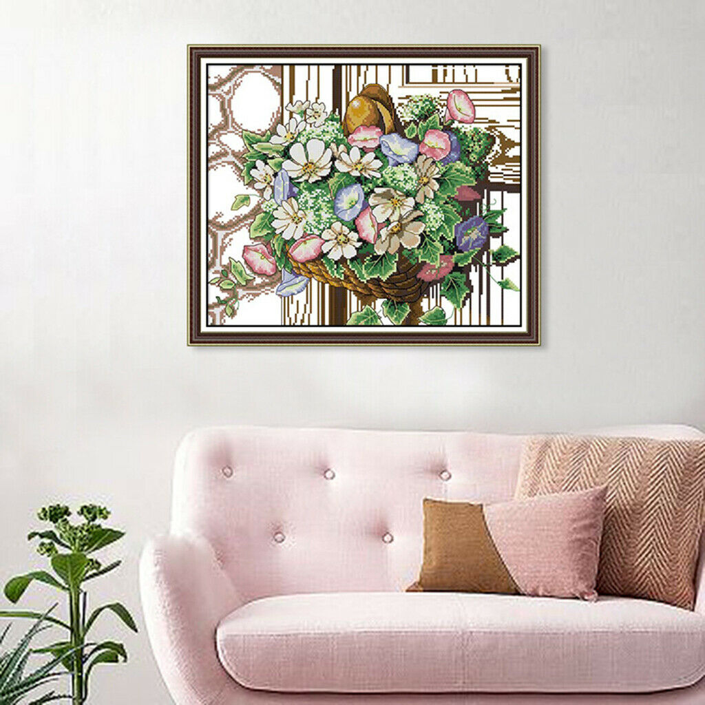 Flower Basket Cross Stitch Kits Beginner Adults Embroidery 14CT Home Decor