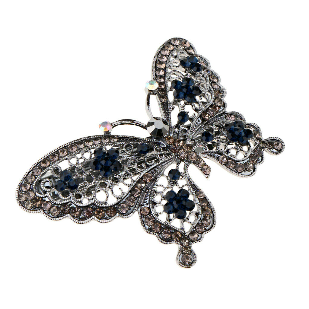 2 Pack Butterfly Hair Clip Crystal Rhinestone Automatic Spring Hair Barrette