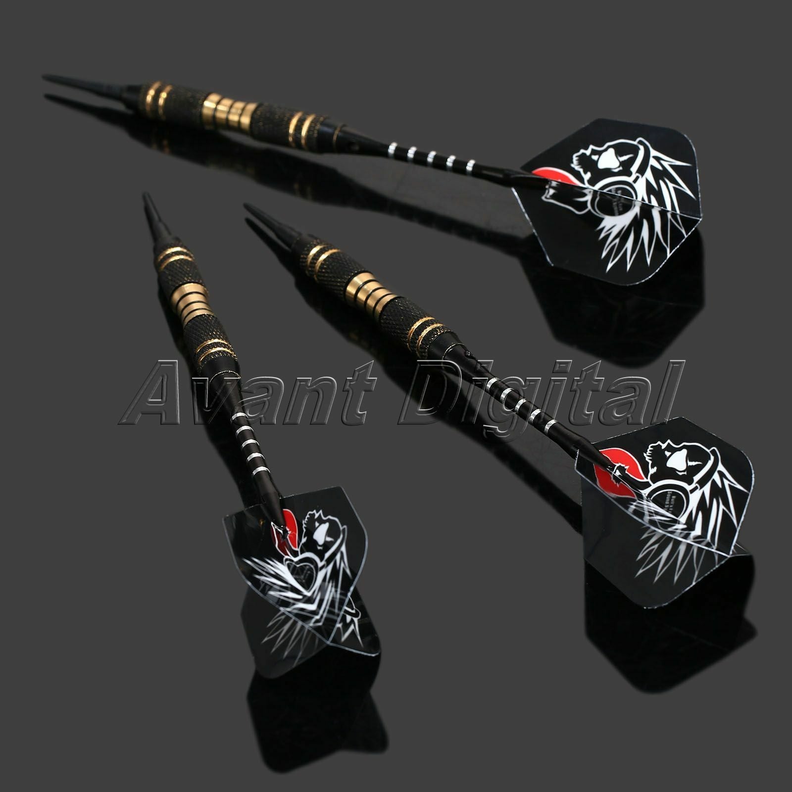 3× Darts Steel Tip Stainless Darts with Grooved Aluminium Dart Shafts Black