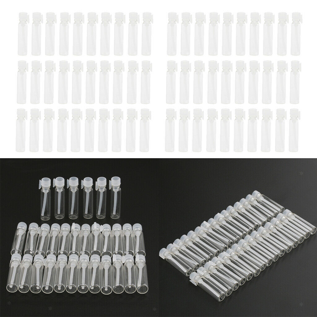 120 lot 1ml Mini Glass Bottle Jar Sample Vials Essential Oil Perfume Liquids