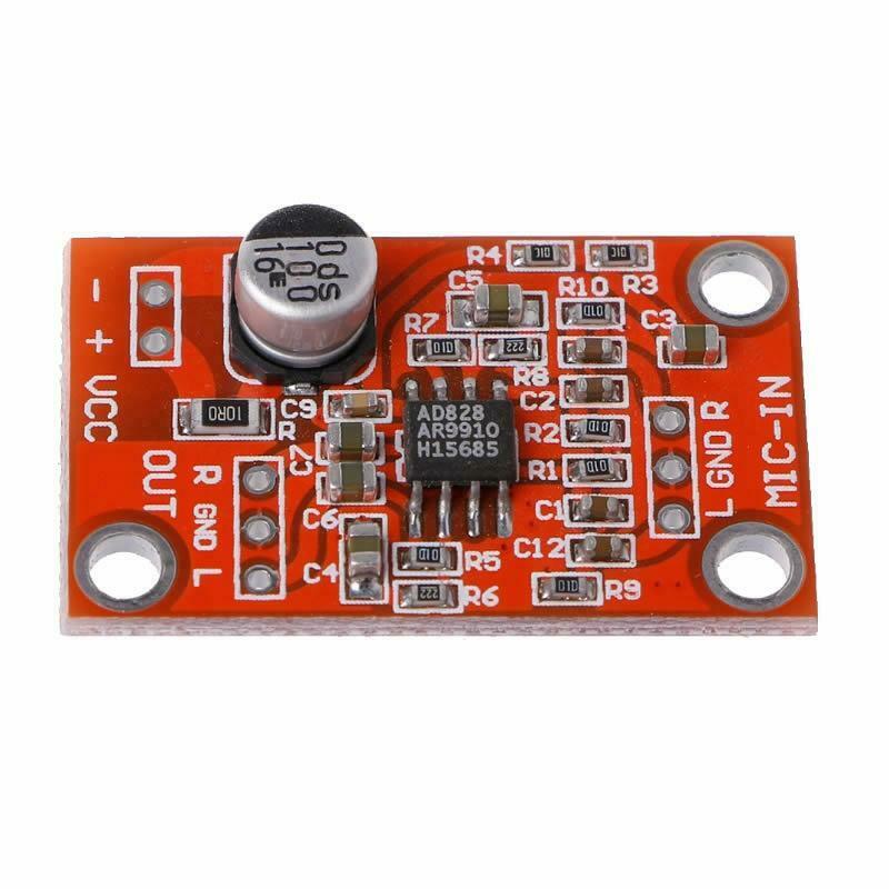 AD828 Stereo Dynamic Microphone Preamplifier Board MIC Preamp Module DC 3.8V-15V